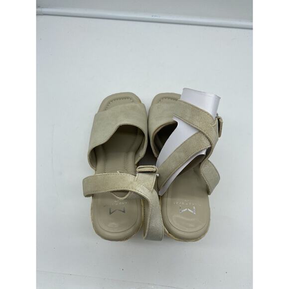 New Marc Fisher LTD Nelly Suede Espadrille Wedge Sandals Ankle Strap Natural 10M - Picture 6 of 9